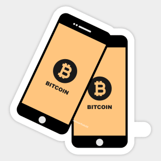 bitcoin digital assets currency in smart phone display Sticker